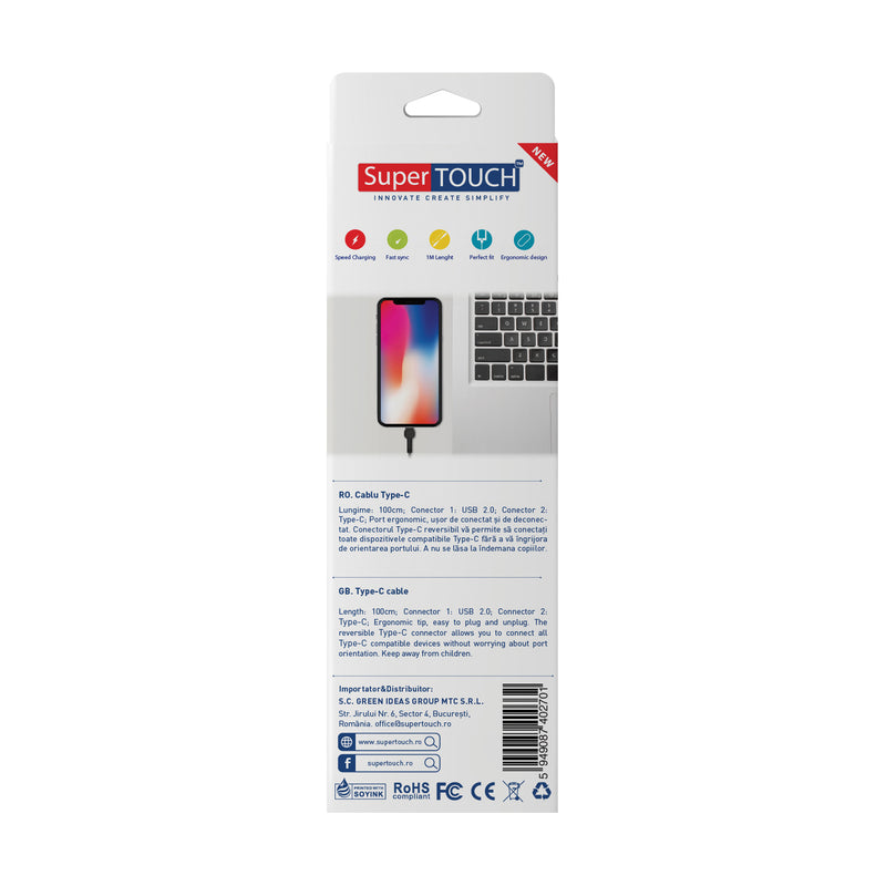 Cablu Type-C cu incarcare rapida Super TOUCH, negru - 